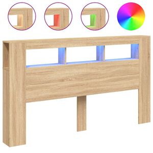 vidaXL Cabecero LED madera ingenier&iacute;a roble Sonoma 180x18,5x103,5 cm