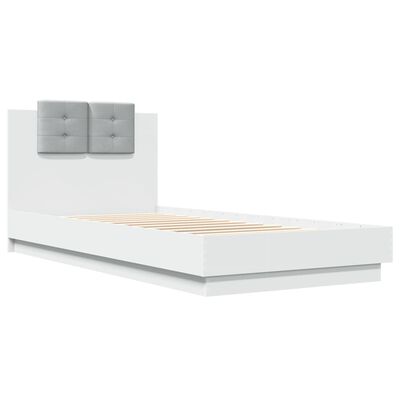 vidaXL Estructura cama con cabecero madera ingeniería blanco 90x200 cm