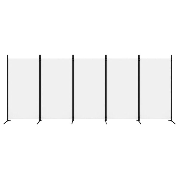 vidaXL Biombo divisor de 5 paneles de tela blanco 433x180 cm