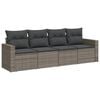 vidaXL Set de sof&aacute;s de jard&iacute;n 4 pzas y cojines rat&aacute;n sint&eacute;tico gris