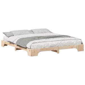 vidaXL Estructura de cama Marr&oacute;n 200 x 220 cm Madera de pino macizo