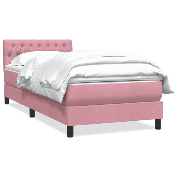 vidaXL Cama box spring con colch&oacute;n terciopelo rosa 90x220 cm