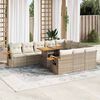 vidaXL Set sof&aacute;s jard&iacute;n y cojines 11 pzas rat&aacute;n sint&eacute;tico acacia beige