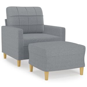 vidaXL Sill&oacute;n con taburete tela gris claro 60 cm