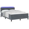 vidaXL Cama Box Spring LED con LED Gris oscuro 160 x 200 cm Terciopelo