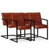 vidaXL Sillas de comedor 4 unidades cuero auténtico marrón
