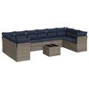 vidaXL Set de sof&aacute;s de jard&iacute;n 11 pzas y cojines rat&aacute;n sint&eacute;tico gris