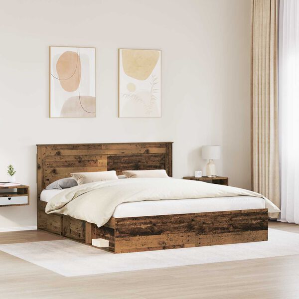 vidaXL Estructura de cama con cabecera Madera vieja 200 x 200 cm