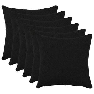 vidaXL Funda de almohada 6 pcs HEERLEN Negro 30 x 30 cm Boucl&eacute;