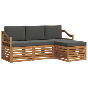 vidaXL Juegos de sof&aacute;s con coj&iacute;n 4 pcs Natural y Antracita