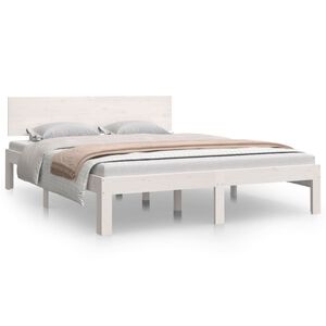 vidaXL Estructura cama doble sin colch&oacute;n madera pino blanco 140x190 cm