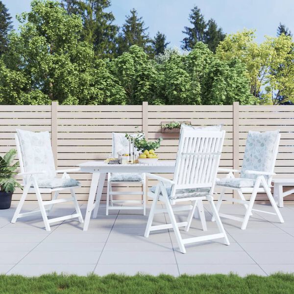 vidaXL Coj&iacute;n silla de jard&iacute;n respaldo alto 4 uds tela hojas 120x50x7cm