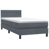 vidaXL Cama box spring con colch&oacute;n terciopelo gris oscuro 90x220 cm