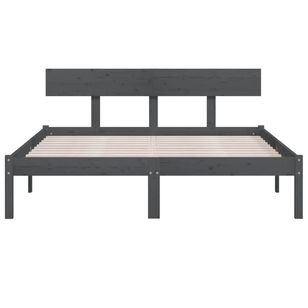 vidaXL Estructura de cama sin colch&oacute;n madera maciza gris 140x190 cm