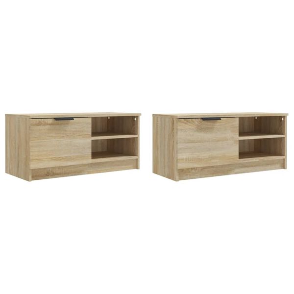 vidaXL Mueble para TV 2 pzas madera contrachapada roble 80x35x36,5 cm