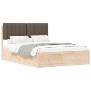 vidaXL Estructura de Cama con Cabecera Tapizada Taup&eacute; 140 x 190 cm
