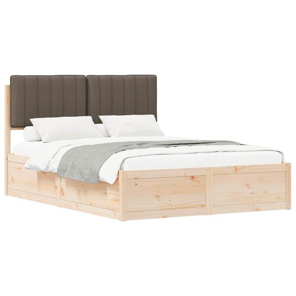 vidaXL Estructura de Cama con Cabecera Tapizada Taup&eacute; 140 x 190 cm