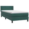vidaXL Cama box spring con colchón terciopelo verde oscuro 100x210 cm