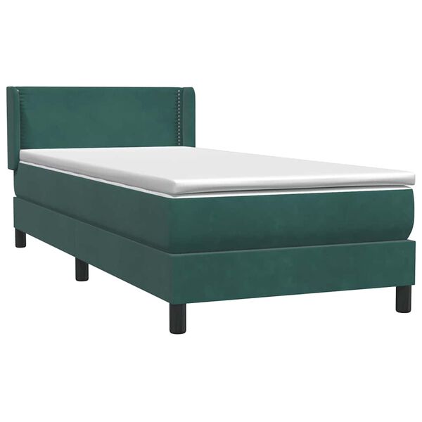 vidaXL Cama box spring con colchón terciopelo verde oscuro 100x210 cm