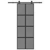 vidaXL Puerta corredera set herrajes vidrio templado aluminio 76x205cm