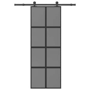 vidaXL Puerta corredera set herrajes vidrio templado aluminio 76x205cm