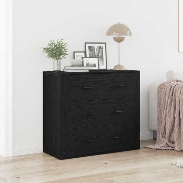 vidaXL Vitrina Roble Negro 80 x 33 x 70 cm Madera contrachapada