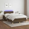 vidaXL Cama box spring con colch&oacute;n y LED tela marr&oacute;n oscuro 120x190 cm