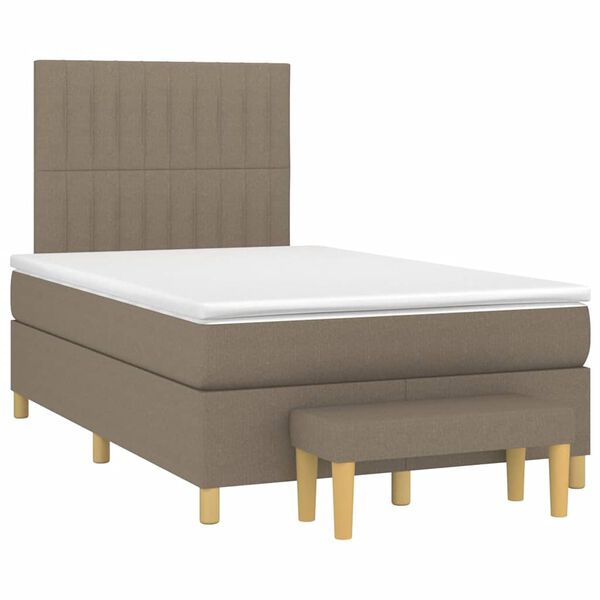 vidaXL Cama box spring con colch&oacute;n tela gris taupe 120x190 cm