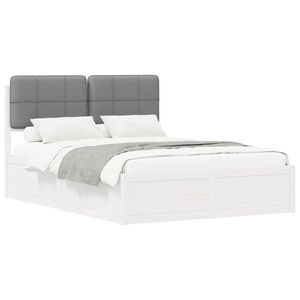 vidaXL Estructura de Cama con Cabecera Tapizada Gris Claro