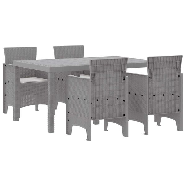 vidaXL Conjunto de Comedor de Jardín 5 pcs Gris Claro Ratan Polt
