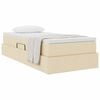 vidaXL Cama con almacenamiento y colch&oacute;n Crema 90 x 190 cm Poli&eacute;ster