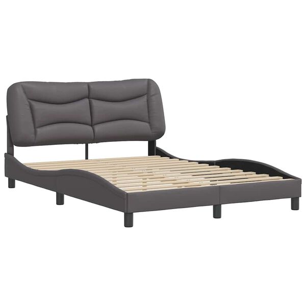 vidaXL Estructura de cama sin colch&oacute;n Hvar cuero sint&eacute;tico gris 140x190 cm