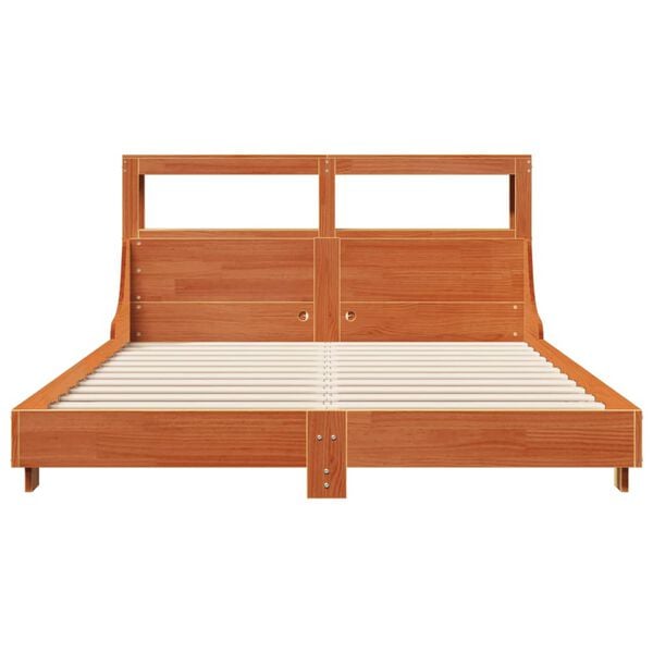 vidaXL Estructura de cama sin colchón madera maciza marrón 135x190 cm
