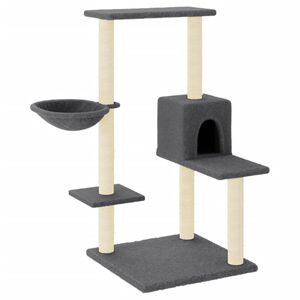 vidaXL Rascador para gatos con postes de sisal gris oscuro 95 cm