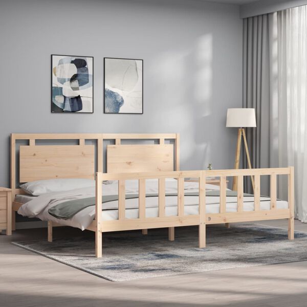 vidaXL Estructura de cama sin colch&oacute;n madera maciza de pino 200x200 cm