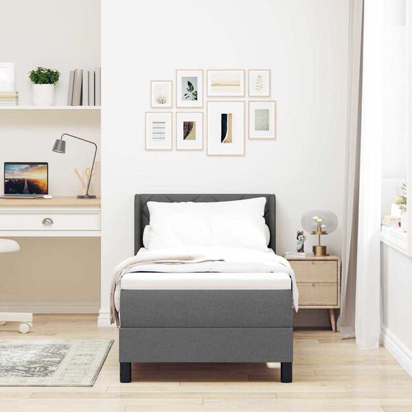 vidaXL Cama tipo Box Spring Gris oscuro 200 x 80 cm Poli&eacute;ster