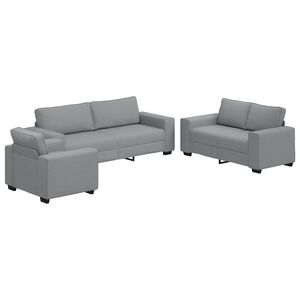 vidaXL Conjunto de sof&aacute; de 3 piezas con cojines de tela gris claro