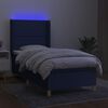 vidaXL Cama box spring colch&oacute;n y luces LED tela azul 80x200 cm