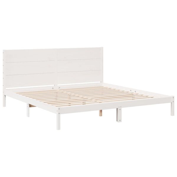 vidaXL Cama extralarga sin colch&oacute;n madera maciza blanca 180x210 cm