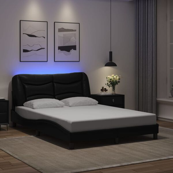 vidaXL Estructura de cama con LED sin colchón Hvar negro 120x200 cm