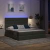 vidaXL Cama con tira de luces LED Gris oscuro 180 x 200 cm tela