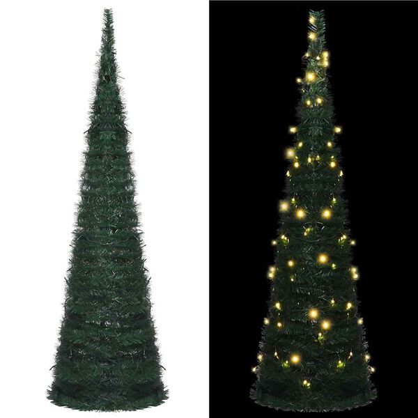vidaXL &Aacute;rbol de Navidad emergente preiluminado con luces verde 210 cm