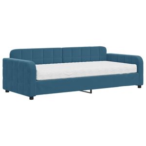 vidaXL Sof&aacute; cama con colch&oacute;n terciopelo azul 90x200 cm
