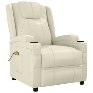 vidaXL Sill&oacute;n de masaje de cuero sint&eacute;tico blanco crema