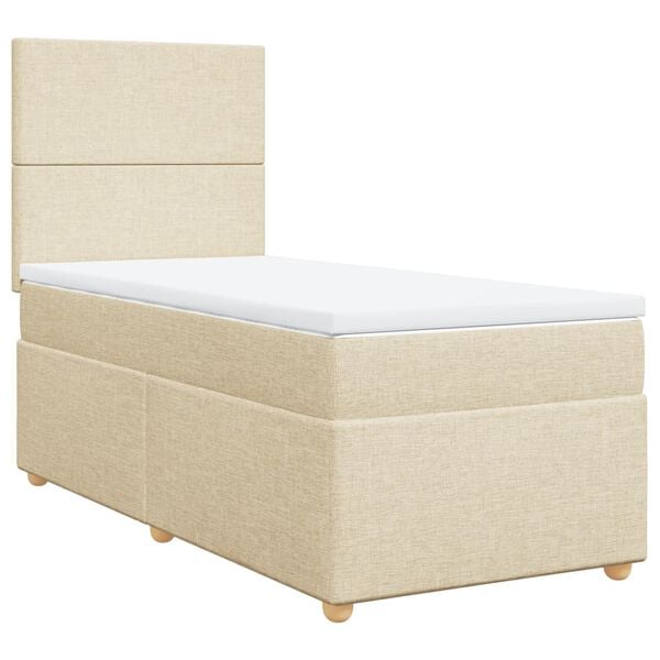 vidaXL Cama box spring con colch&oacute;n tela color crema 90x200 cm