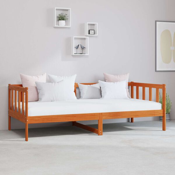 vidaXL Cama d&iacute;a con colch&oacute;n Marr&oacute;n y encerado 90 x 200 cm