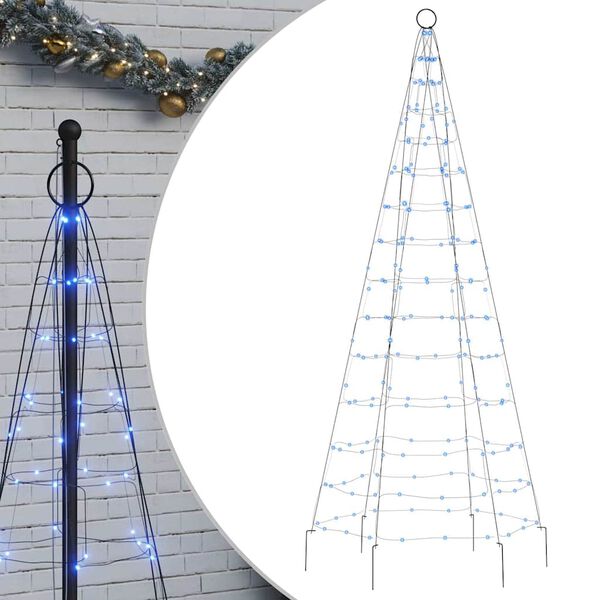 vidaXL &Aacute;rbol de Navidad en asta de bandera 200 LED azul 180 cm