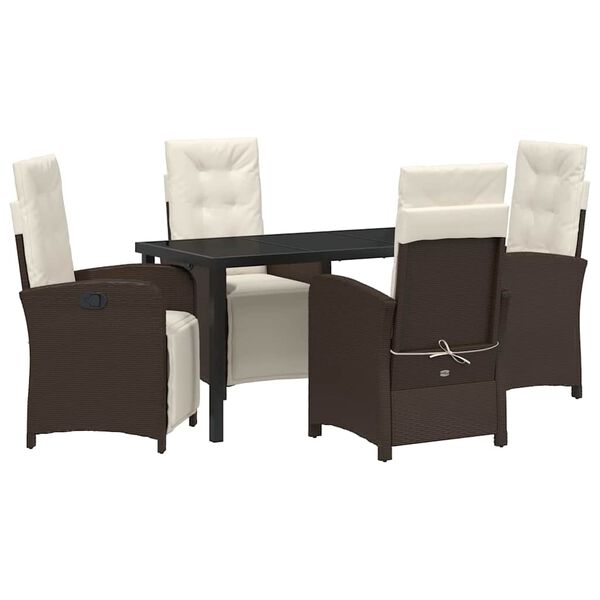vidaXL Conjunto de Comedor de Jard&iacute;n 5 pcs Marr&oacute;n rat&aacute;n sint&eacute;tico
