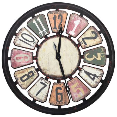 vidaXL Reloj de pared de MDF multicolor 80 cm