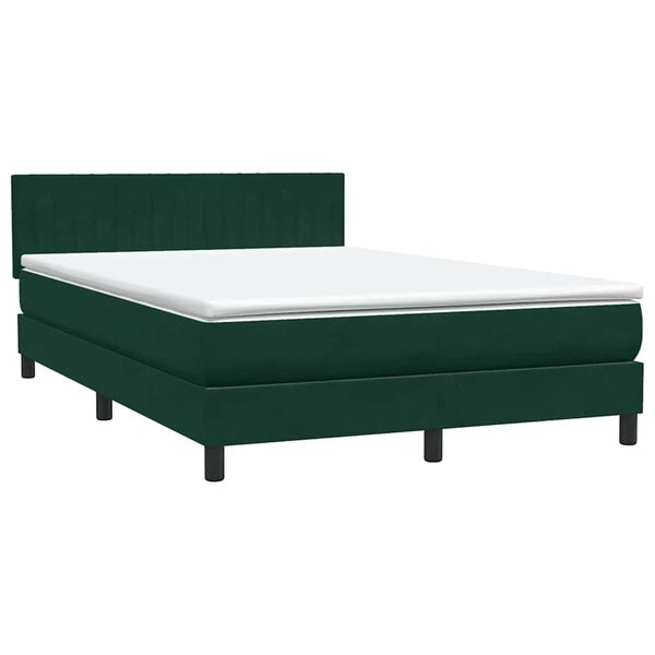 vidaXL Cama box spring con colch&oacute;n terciopelo verde oscuro 160x220 cm